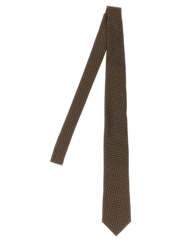 Texture Silk Tie Ties And Papillon Brown sold by Wanan Luxury