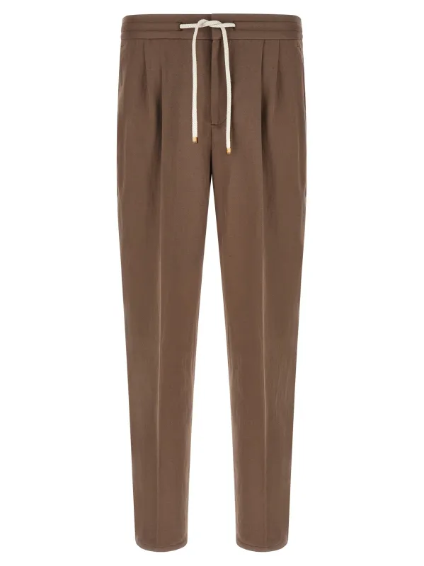 Linen Trousers Pants Brown made by Brunello Cucinelli