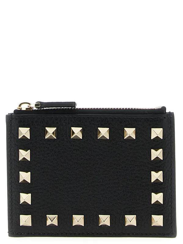 Rockstud Wallets And Card Holders Black sold by Wanan Luxury