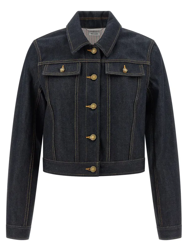Japanese Selvedge Denim Jacket Puffer Jackets Blue made by Thom Browne
