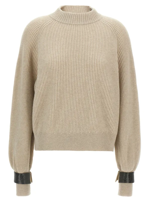 Monile Cuffs Sweater Sweaters And Cardigans Beige sold by Wanan Luxury
