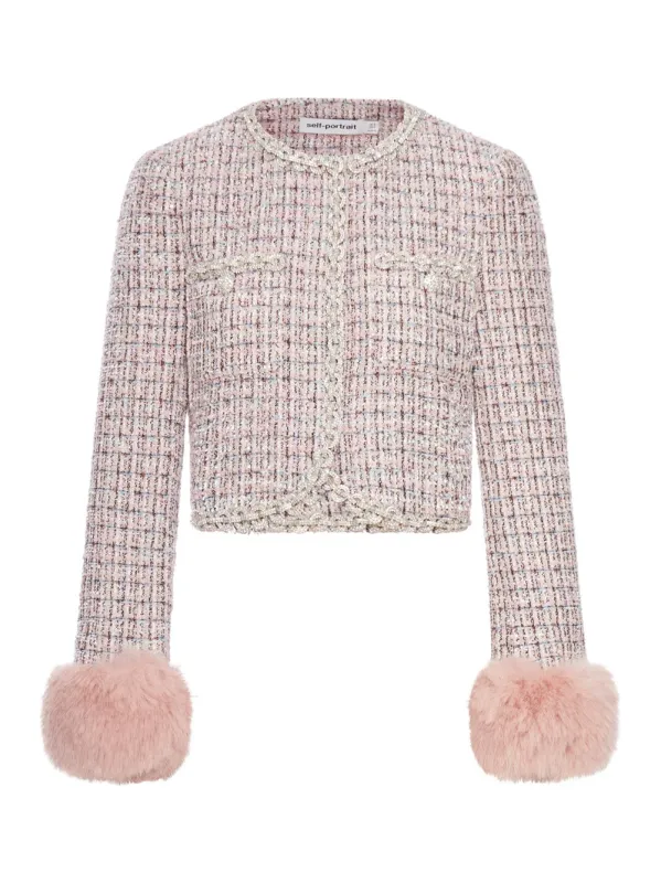 Jacket With Pink Bouclé Fur Cuffs sold by Wanan Luxury