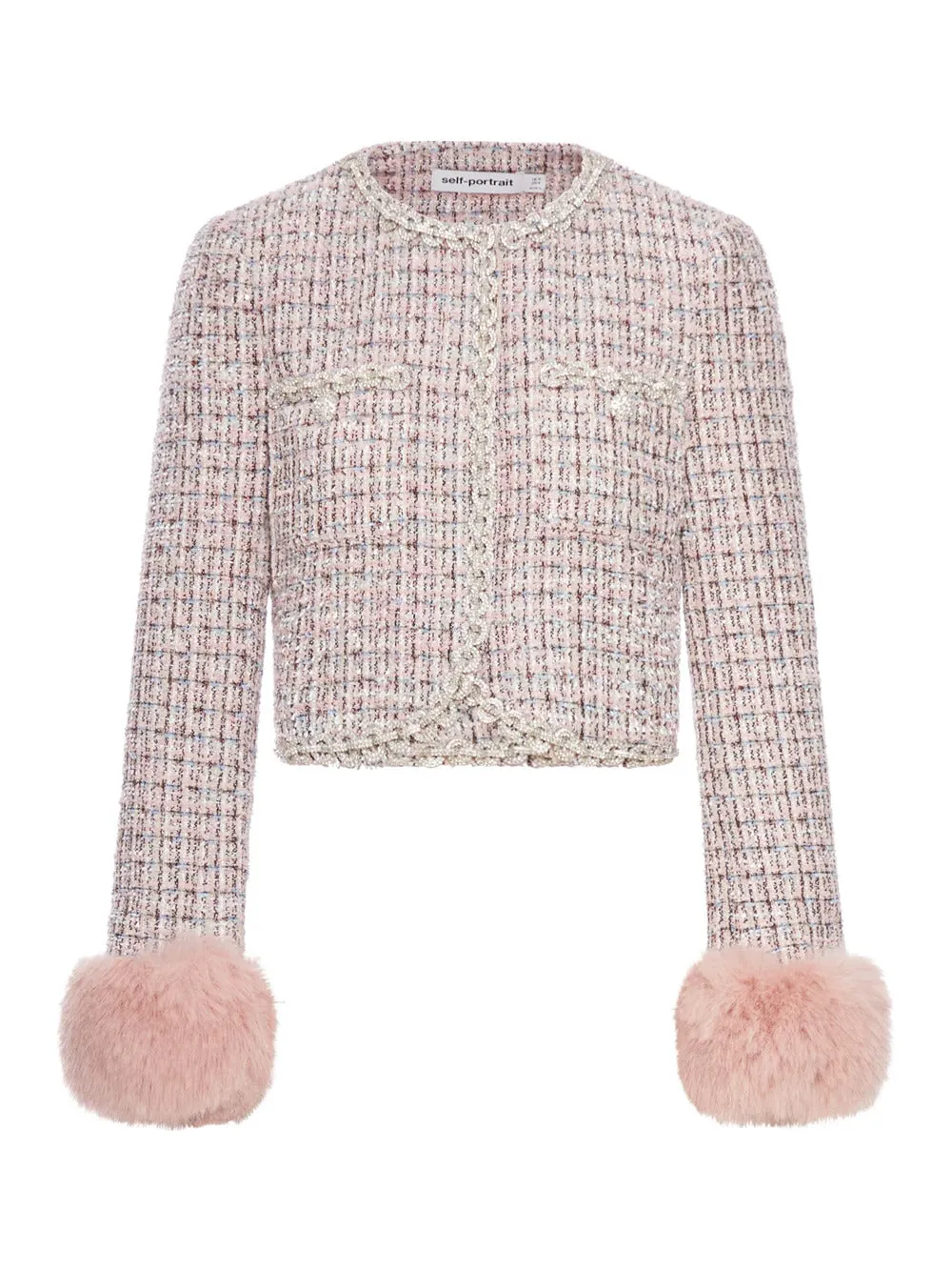 Jacket With Pink Bouclé Fur Cuffs sold by Wanan Luxury