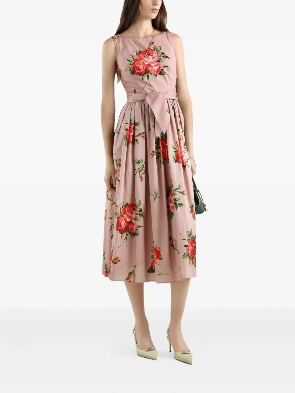 Rose Bouquet-Print Cotton Pleated Dress sold by Wanan Luxury product image thumbnail 2