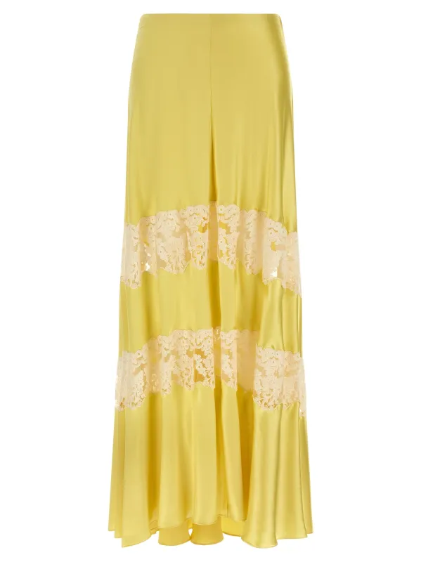 Lace Insert Skirt Skirts Yellow made by Alberta Ferretti
