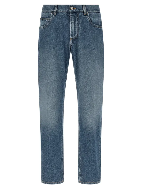 Heraldic Embroidery Jeans Blue sold by Wanan Luxury