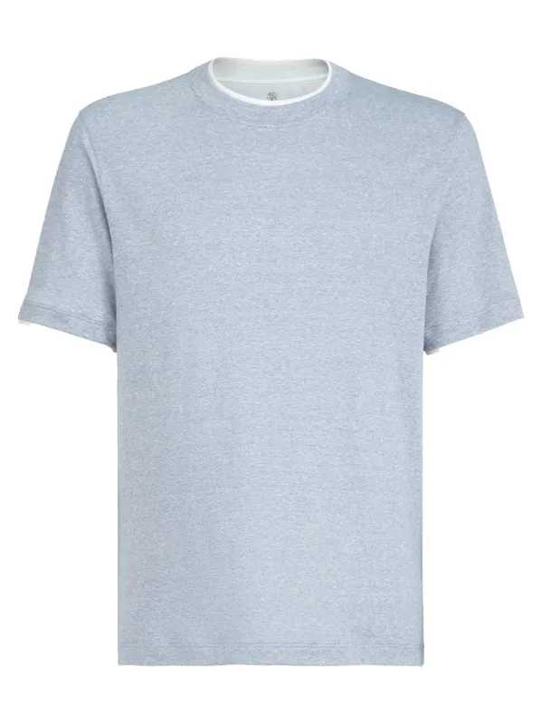 Linen Blend Contrast Hem T-Shirt sold by Wanan Luxury