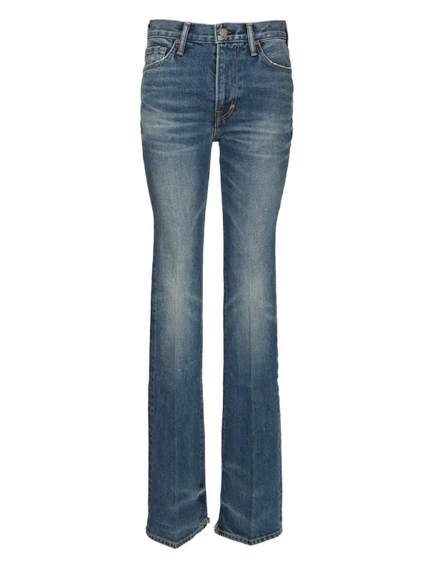 Stonewashed Japanese Cotton Jeans Light Blue made by Tom Ford