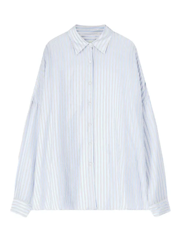 Casia Oversized Cocoon Striped Cupro Shirt sold by Wanan Luxury