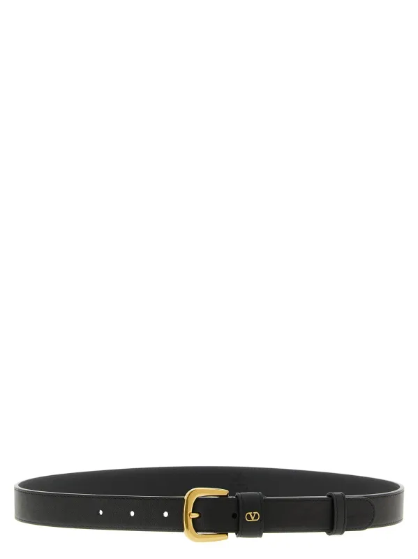 Valentino Garavani Vlogo Signature Belt Belts Black sold by Wanan Luxury