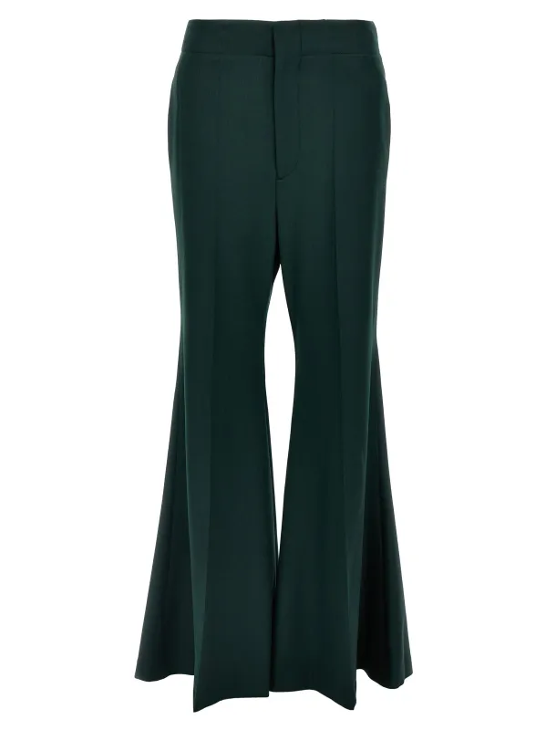 Wide Leg Kick Pants Green made by Victoria Beckham