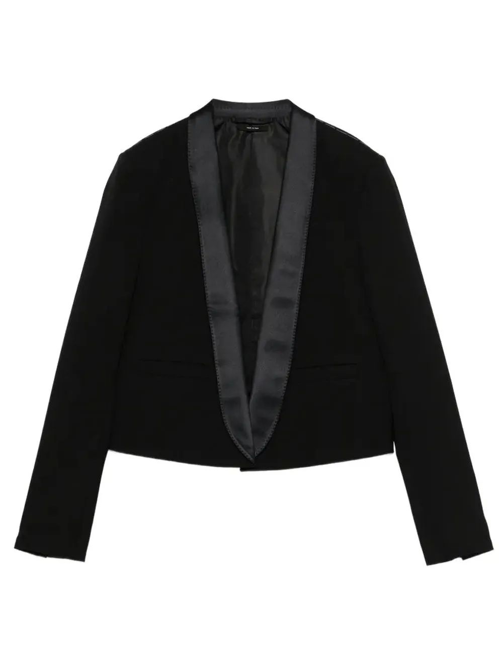 Bi-Color Single Breasted Shawl Lapel Cropped Tuxedo Jacket sold by Wanan Luxury