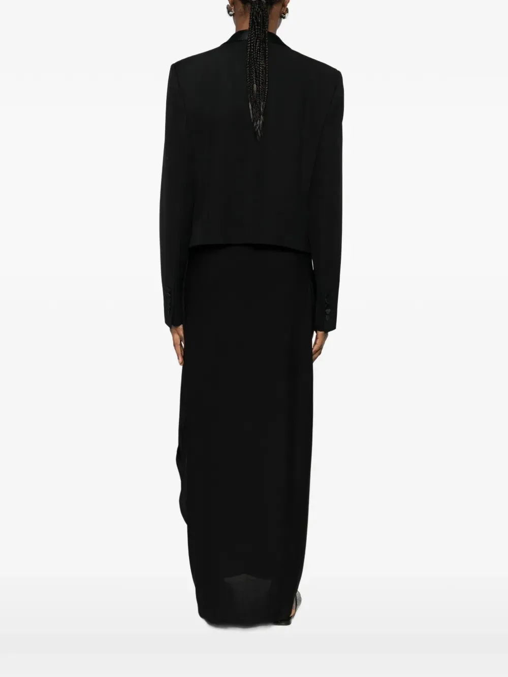 Bi-Color Single Breasted Shawl Lapel Cropped Tuxedo Jacket sold by Wanan Luxury product image thumbnail 3