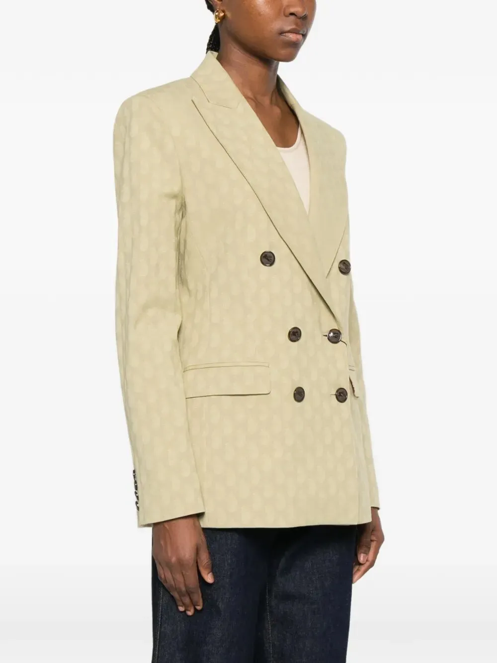 Double-Breasted Fitted Paisley-Motif Blazer sold by Wanan Luxury product image thumbnail 4