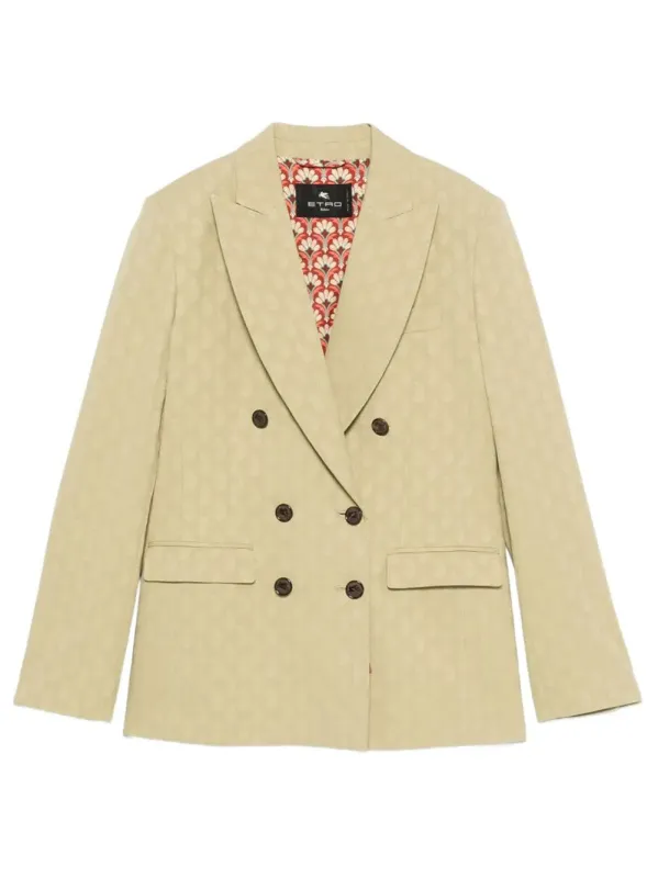 Double-Breasted Fitted Paisley-Motif Blazer sold by Wanan Luxury