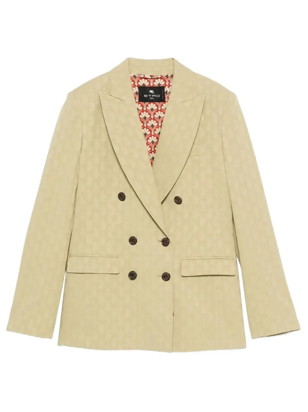 Double-Breasted Fitted Paisley-Motif Blazer sold by Wanan Luxury