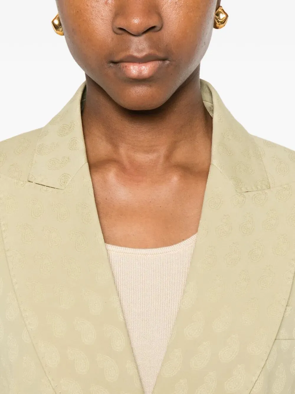 Double-Breasted Fitted Paisley-Motif Blazer sold by Wanan Luxury product image thumbnail 5