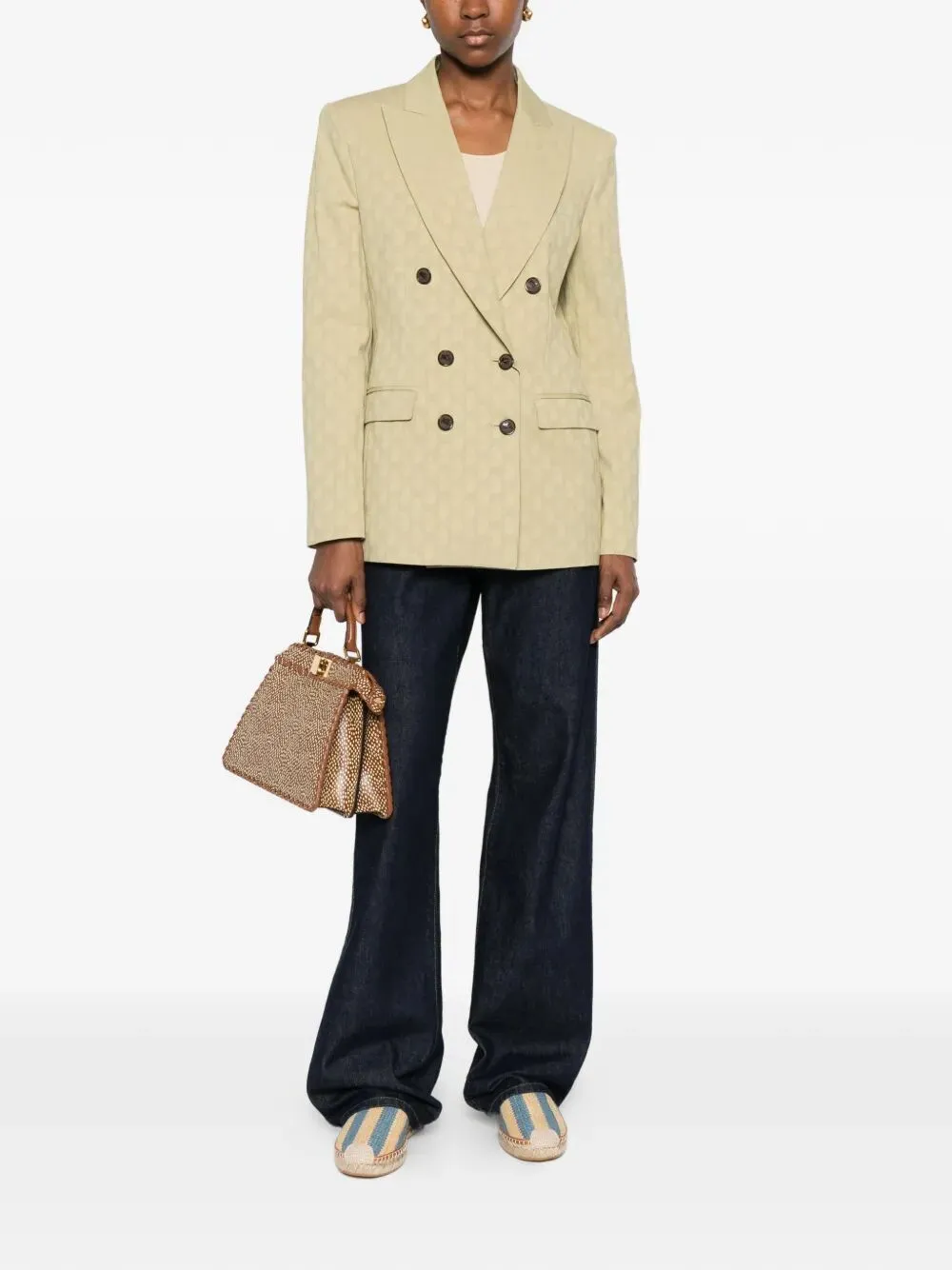 Double-Breasted Fitted Paisley-Motif Blazer sold by Wanan Luxury product image thumbnail 2