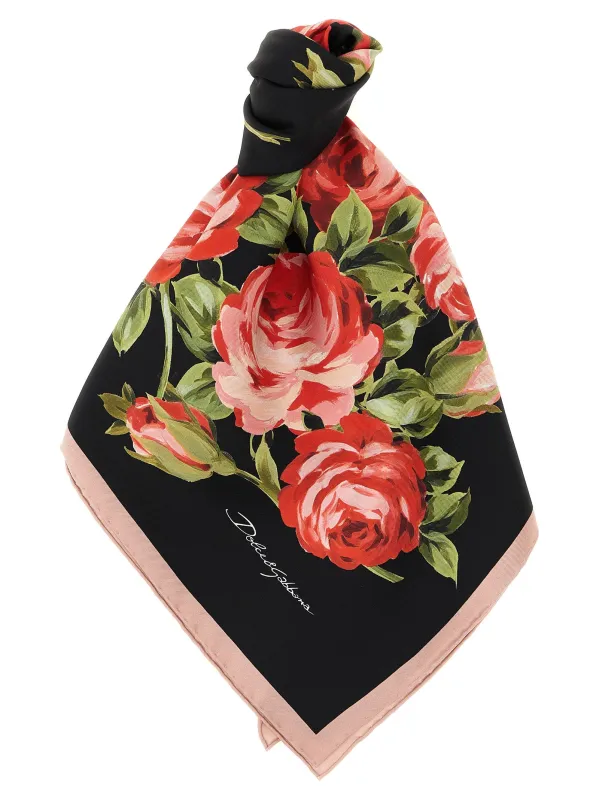Bouquet Rose Scarves And Foulards Black sold by Wanan Luxury