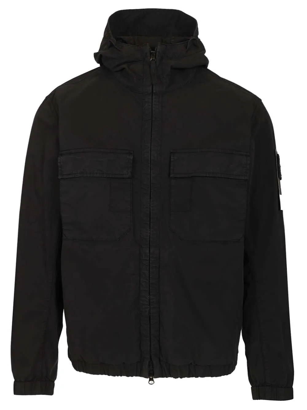 Hooded Jacket In Stretch Organic Cotton Twill Jackets Black sold by Wanan Luxury
