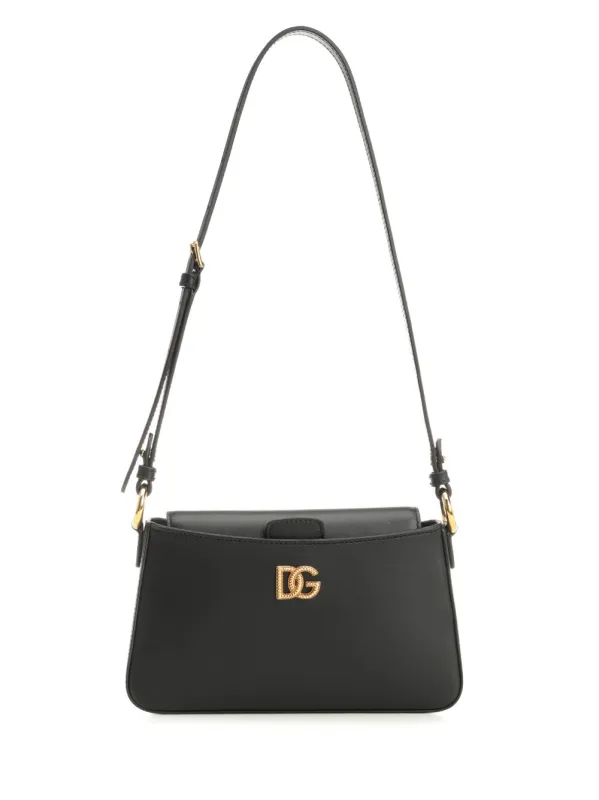 Calfskin Phone Bag Shoulder Bags Black made by Dolce & Gabanna