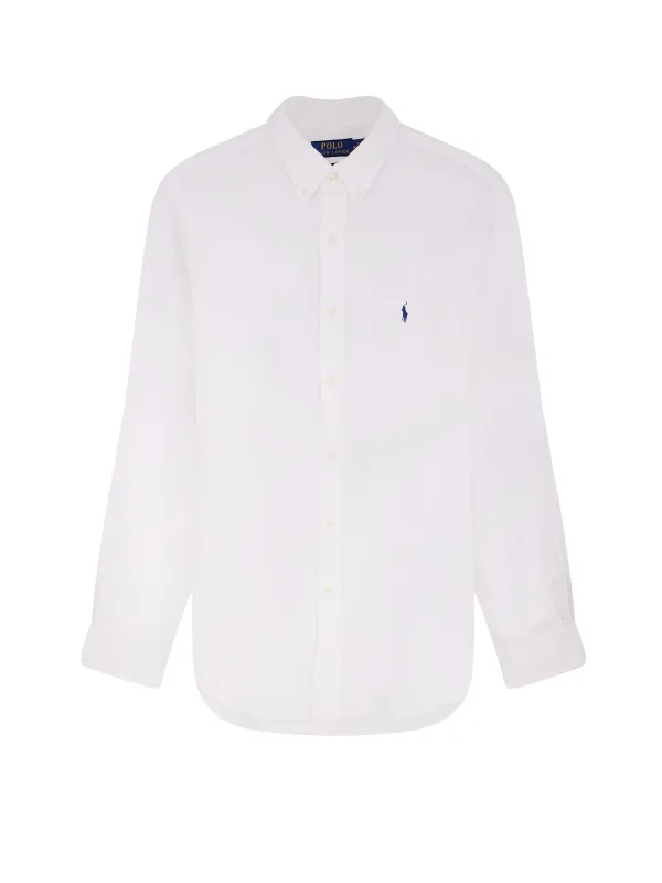 Linen Shirt With Embroidered Logo On The Front sold by Wanan Luxury