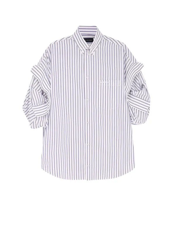 Tucked Sleeve Striped Cotton Shirt sold by Wanan Luxury