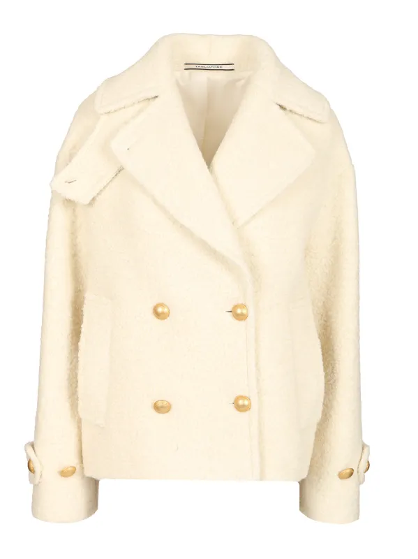 Short Double-Breasted Alpaca Jacket Coats White sold by Wanan Luxury