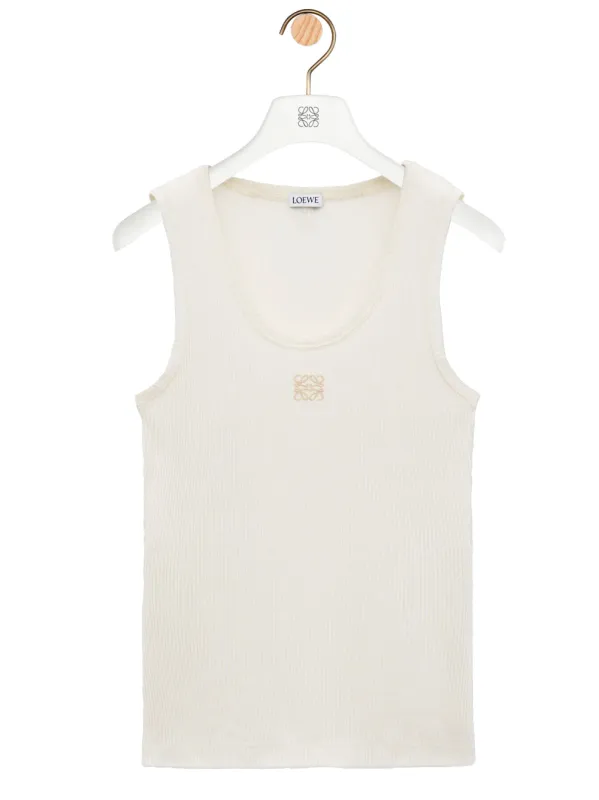 Anagram Ribbed Silk Tank Top sold by Wanan Luxury
