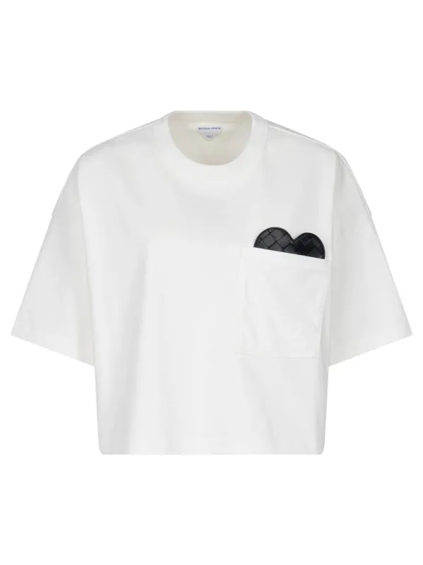 Soft Cotton Jersey Cropped Heart T-Shirt made by Bottega Veneta