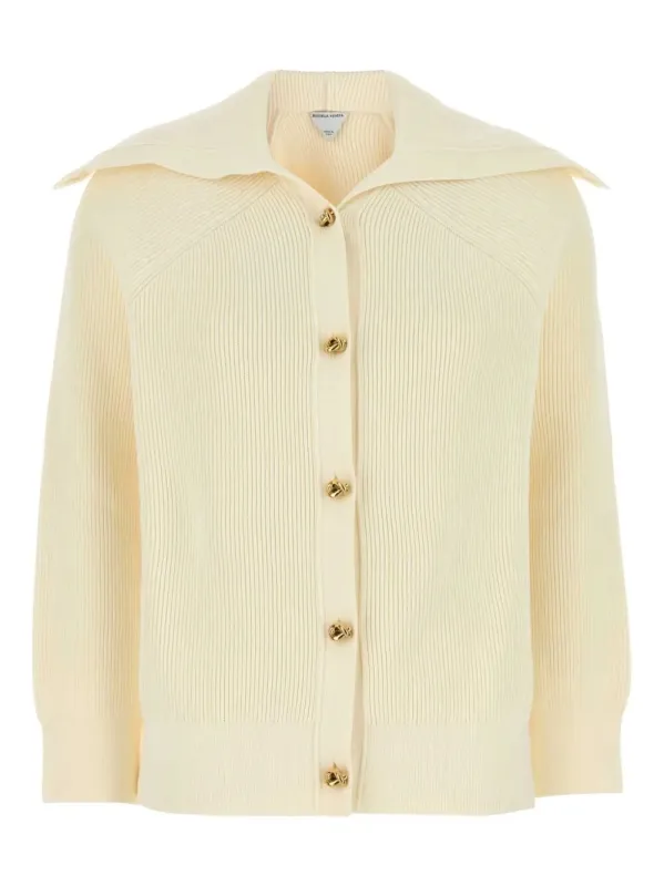 Knot Buttons Ribbed Wool Cardigan sold by Wanan Luxury