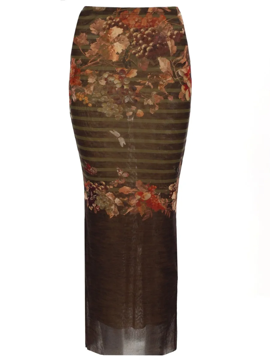 Long Skirt With "Mariniere Grape" Print sold by Wanan Luxury