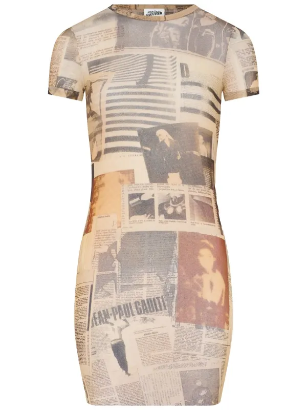 "Journal" Print Dress made by Jean Paul Gaultier