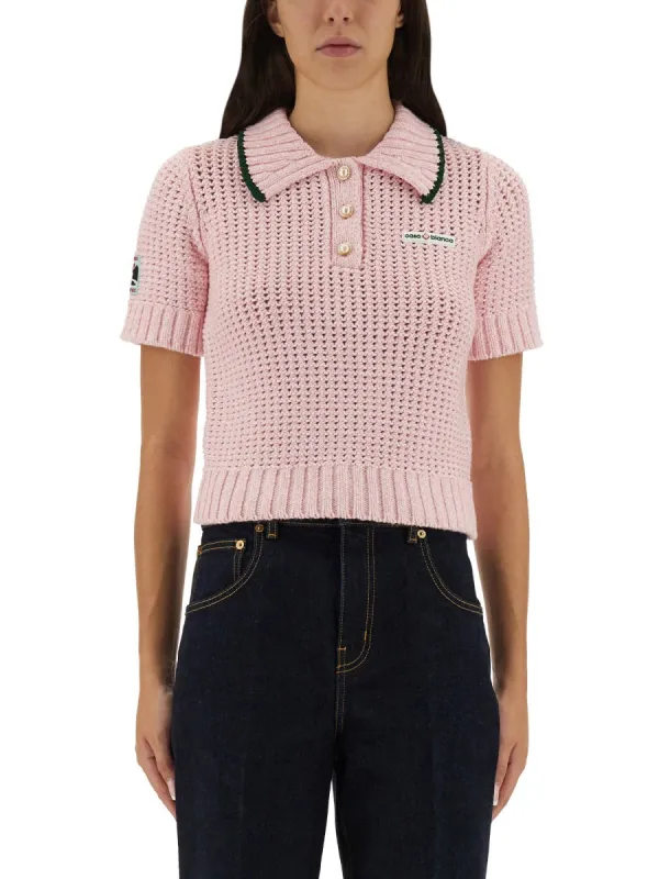 Cotton Mouliné Polo Shirt made by Casablanca