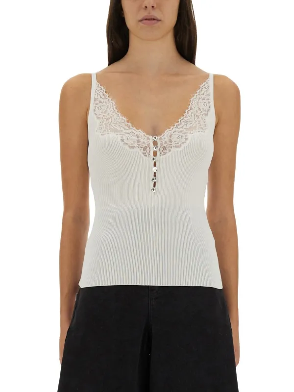 Ribbed Knit Top With Lace sold by Wanan Luxury