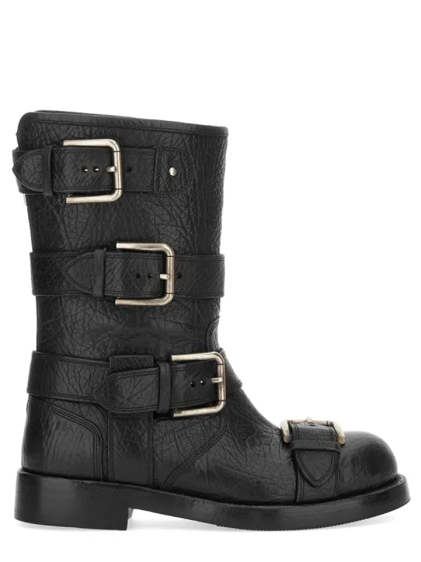 Leather Boot With Buckles made by Dolce & Gabanna