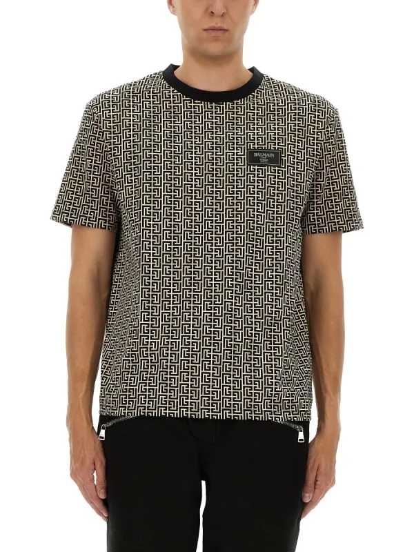 Monogrammed Jacquard T-Shirt made by Balmain