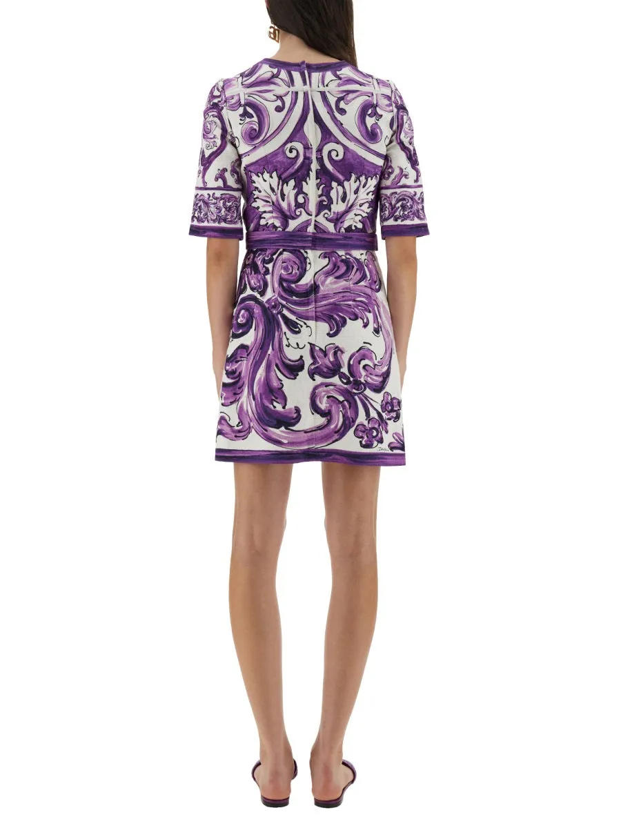Majolica Print Mini Dress sold by Wanan Luxury product image thumbnail 3