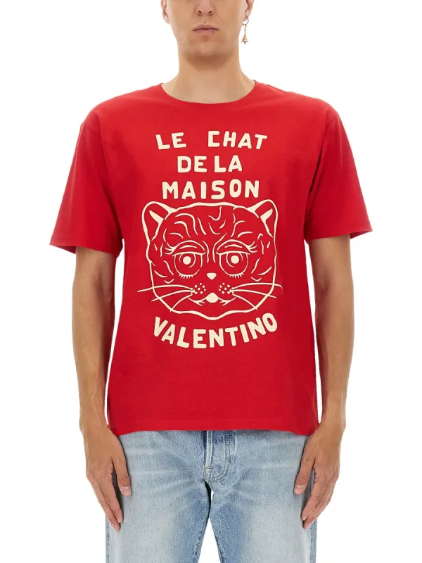 T-Shirt With "Chat De La Maison" Print made by Valentino Garavani