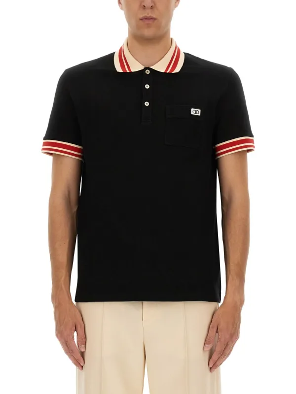 Cotton Pique Polo Shirt With "Vlogo" Patch sold by Wanan Luxury