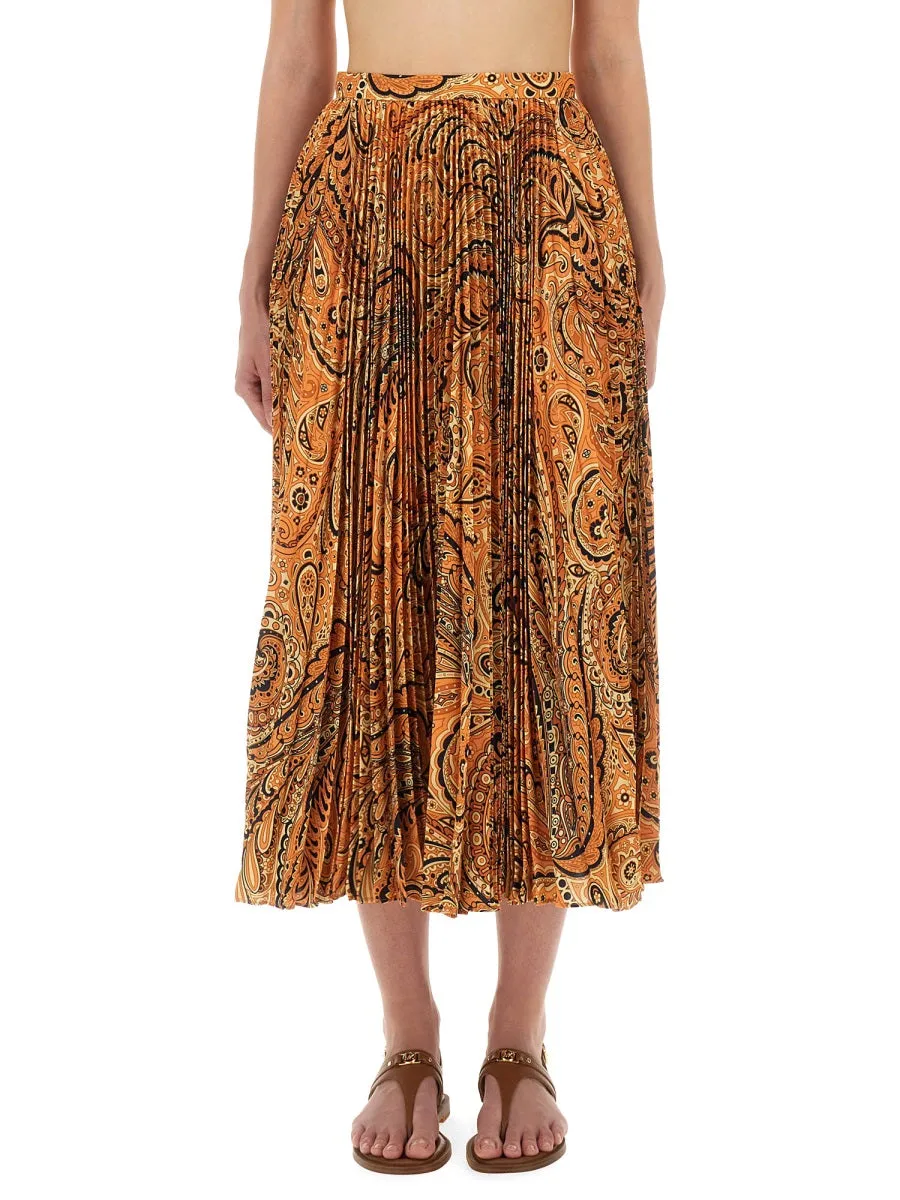 Pleated Sablé Skirt With Print sold by Wanan Luxury