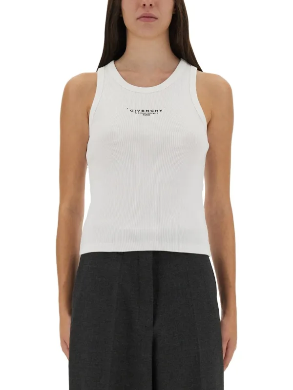 Slim Tank Top With Logo Print sold by Wanan Luxury