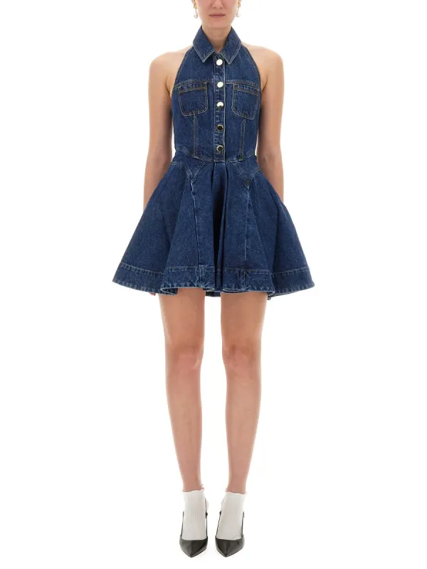 Denim Flared Mini Dress sold by Wanan Luxury