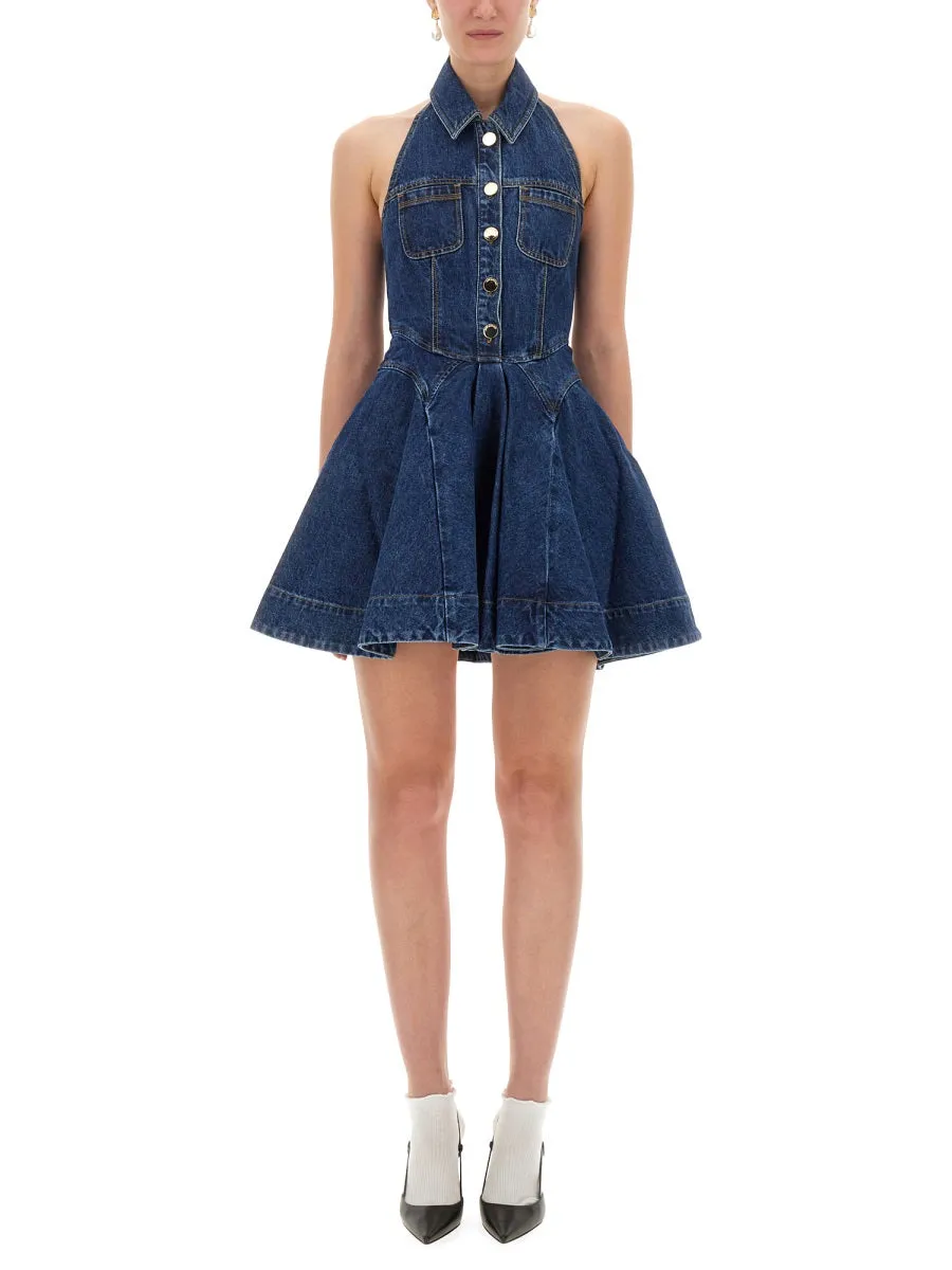 Denim Flared Mini Dress sold by Wanan Luxury