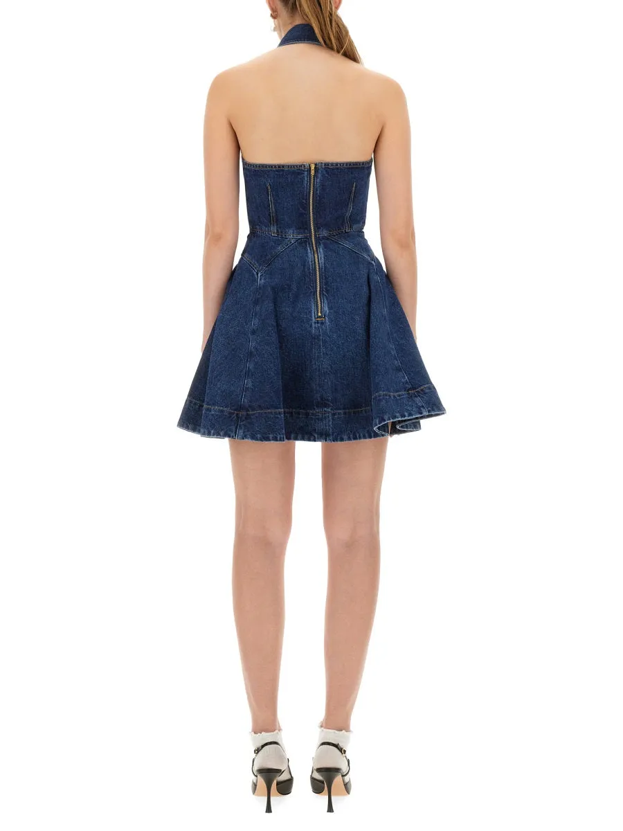 Denim Flared Mini Dress sold by Wanan Luxury product image thumbnail 3