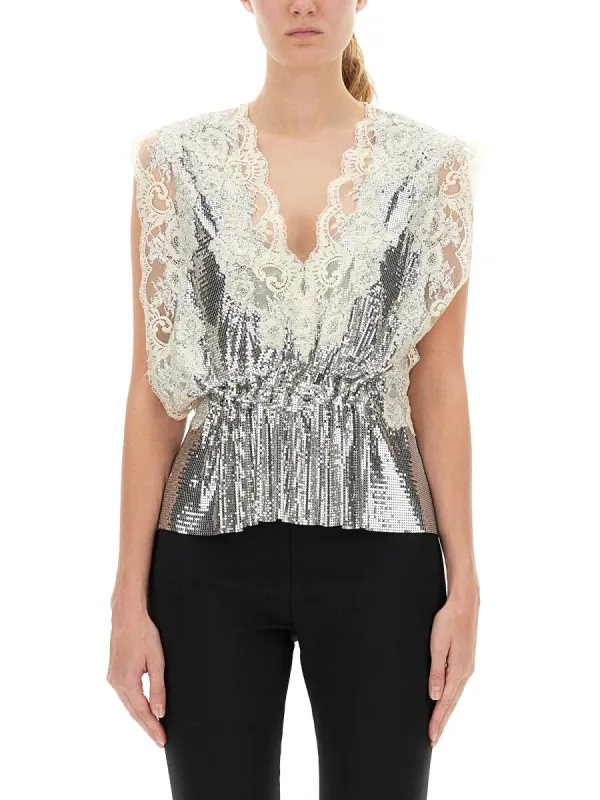 Lace And Sequin Top sold by Wanan Luxury
