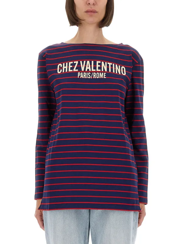 Striped Cotton Jersey T-Shirt made by Valentino Garavani