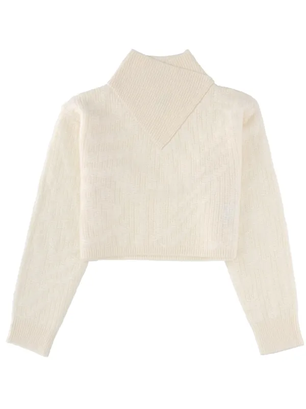 Cropped Sweater With Doubled Collar sold by Wanan Luxury