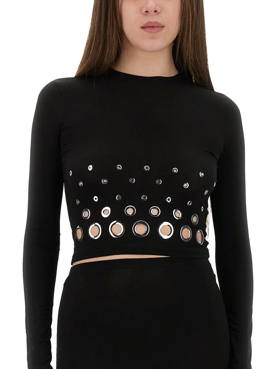 Cropped Top With Eyelets sold by Wanan Luxury product image thumbnail 4