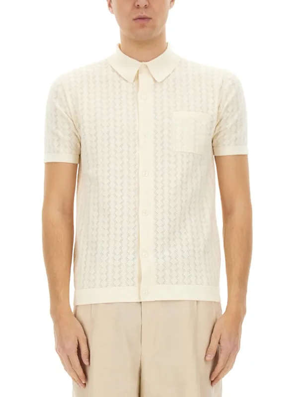 Perforated Cotton Knit Shirt made by Dolce & Gabanna